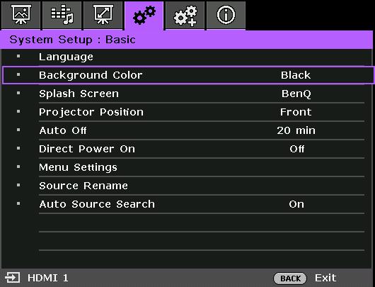 Below is the overview of the Advanced menu.