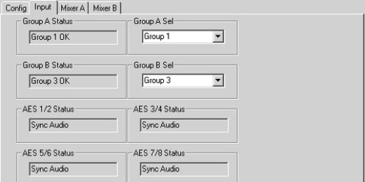 BrightEye 70 HD/SD AES Embedder/Disembedder Input Menu The appearance of the Input menu will depend on the mode of the module and the type of audio being used.