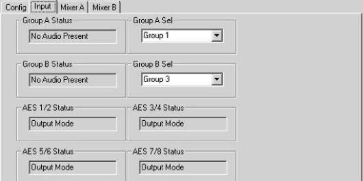 Demultiplexer Mode When the module is set for Demux, the Input menu provides the controls shown below. Group A Status the status of the.