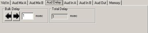 Use the Aud Delay menu shown below to adjust the amount of audio delay on the output: Bulk Delay set the amount of bulk delay using the left and right