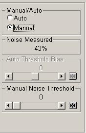 In this mode the delay will be < 3 Lines Manual/Auto Manual In this mode the noise floor may be adjusted manually using the Manual Noise Threshold control.