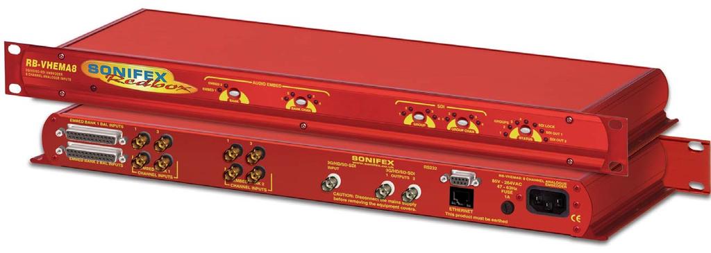 & Video Interfaces - Video s & De-s RB-VHEMA8 3G/HD/SD-, 8 Channel Analogue Inputs Category: 3G/HD/SD- Video s & De-s. Product Function: Embeds 8 analogue inputs to 2 x streams.