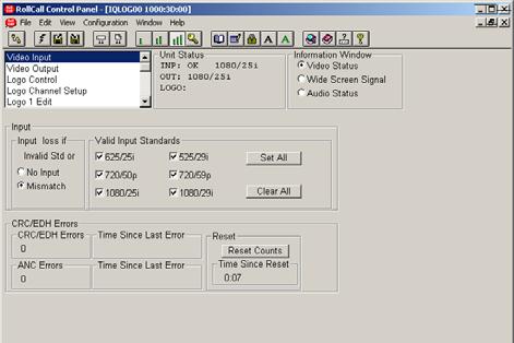 Video Input This screen allows various parameters to set that are applicable to the video-input signal.