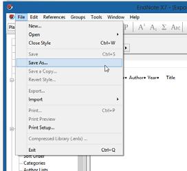 Save the style with the name you want (File Save As) Next, open the library