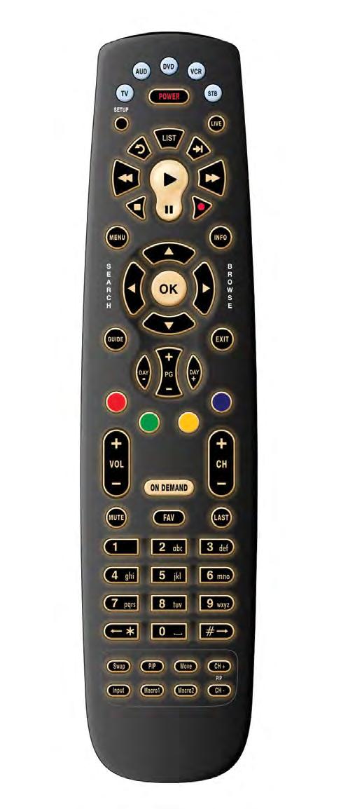 REMOTE CONTROL DIAGRAM Remote Control Diagram TV, AUD, DVD, VCR, STB Use one remote to control multiple devices. Setup Use for programming sequences of devices controlled by the remote.
