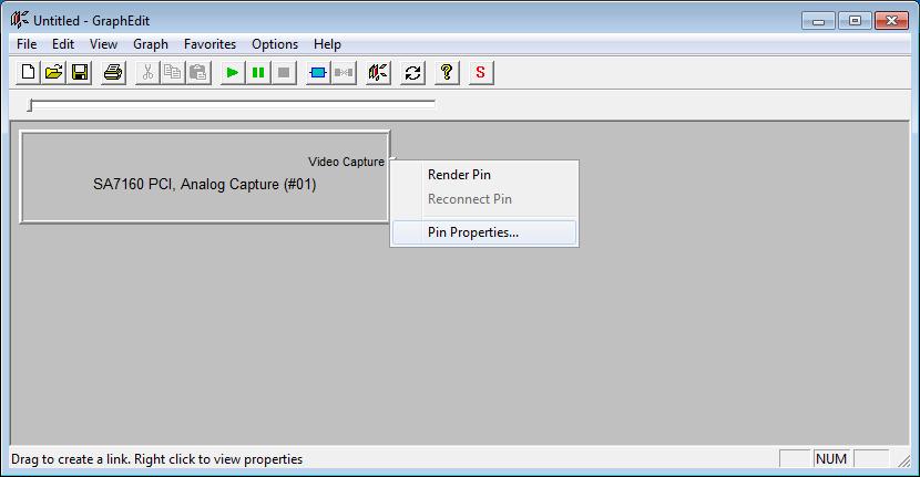Configuration Video Capture Pin dialog can be accessed by e.g. right clicking the Capture Pin symbol of SA7160 PC Analog Capture (#0X) in GraphEdit and selecting Pin Properties.