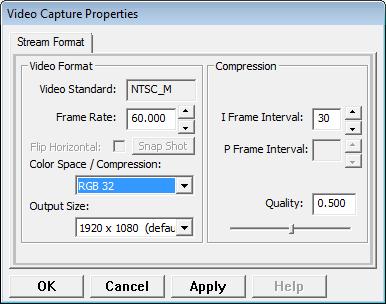 Configuration Configuring Capture Format You can define the format of the video data that the capture filter provides to your application by using the Video Capture Properties dialog of the Capture