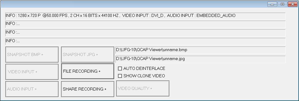 The features of the dialog: Snapshot a video frame (BMP, JPG) The saved file name and location can be edited in the provided field FILE