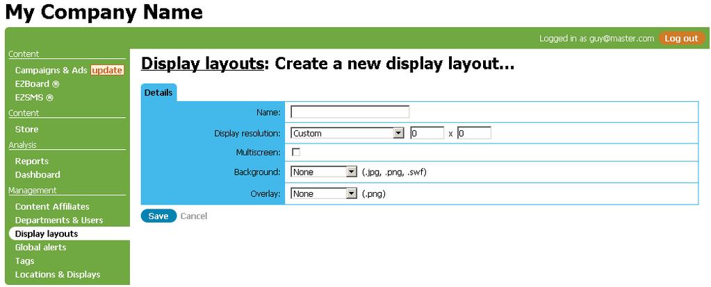 NAME: Enter a name for your layout. UCView recommends you create layouts with names that are descriptive and easy to remember.