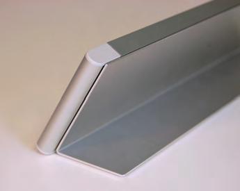 A formed anodized aluminum stand is attached to the back of the Arris frame positioning the