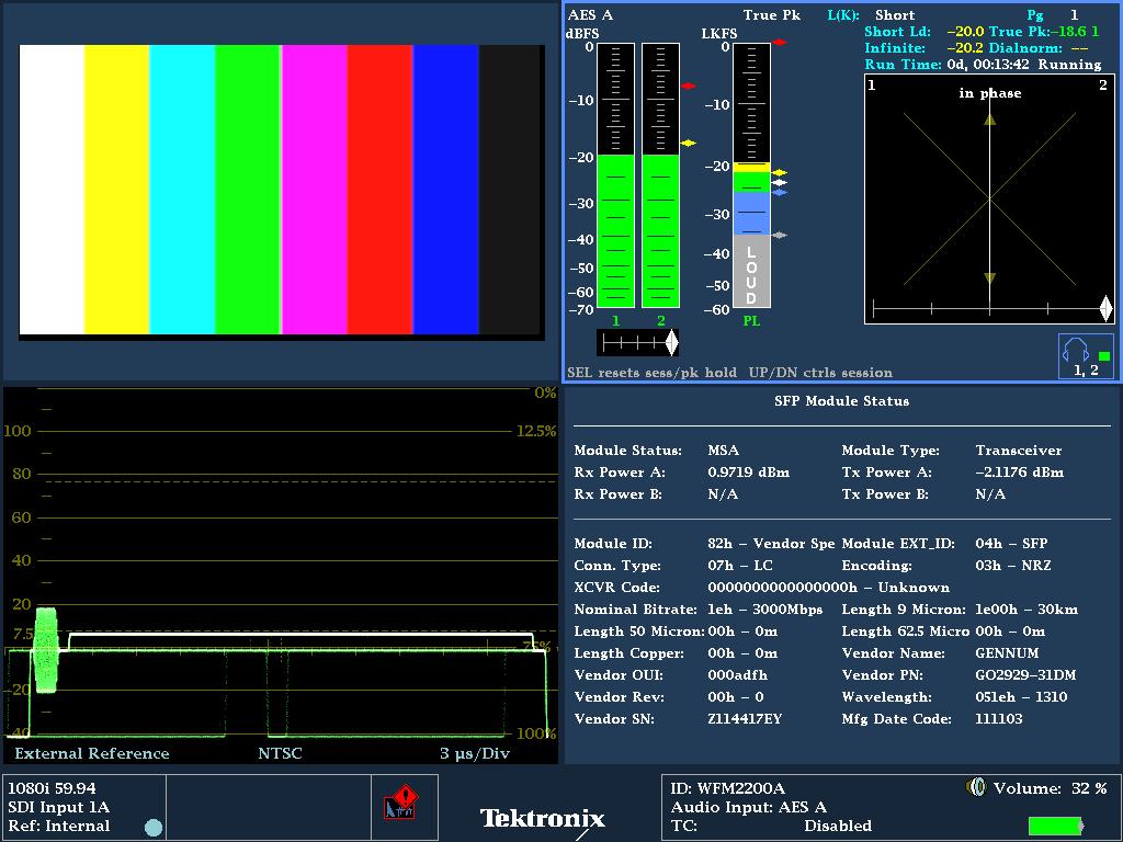 Quickly diagnose and isolate an installation issue Within a broadcast facility, to maintain the SDI system it is important to ensure the health of the signal so that the clock and data are decoded
