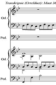 14, mate 36, word die transkrisieroses, soos hierbo beskryf, geïllustreer Notevoorbeeld 4.13 Notevoorbeeld 4.14 Fauré: Pie Jesu m36 Beukes Transkrisie: Pie Jesu m36 4.4.3 Transkrisie-oorwegings