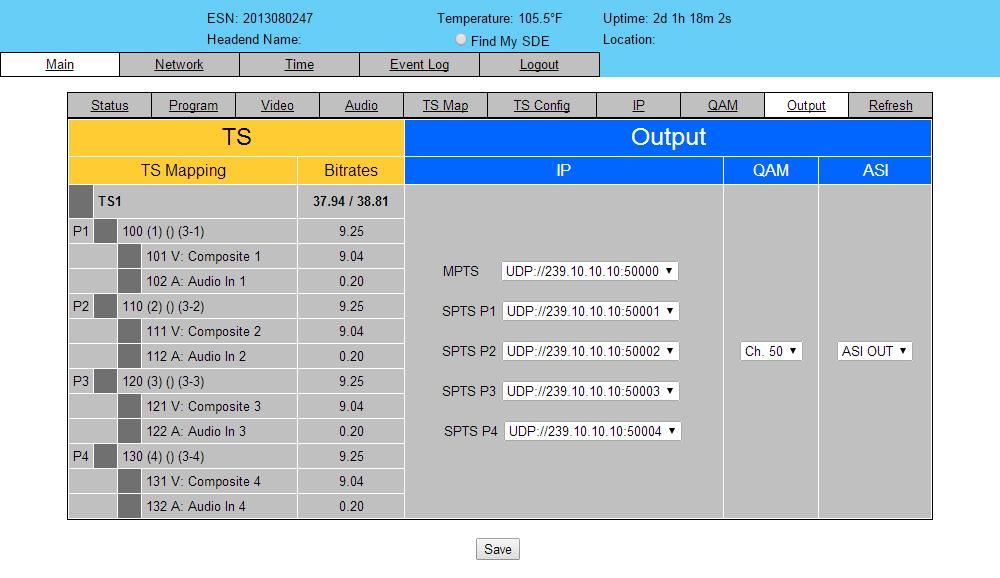 MPEG-2 Encoder 2.0 "Main > Output" Screen The Main > Output screen (Figure.