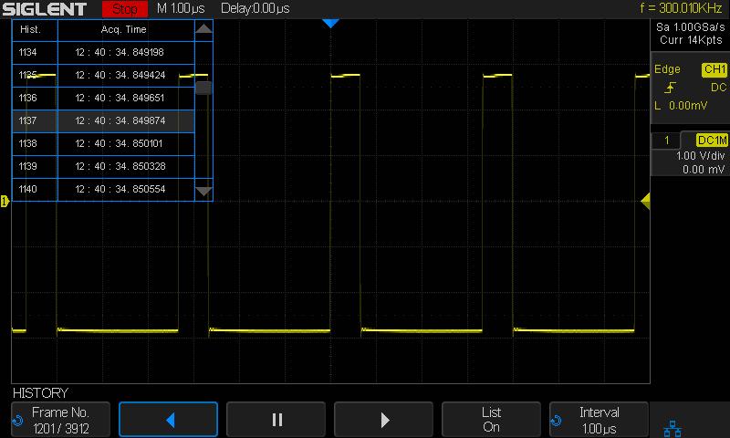 To Use the History Function The history function can record the waveforms of the input channels before pressing the Run/Stop button.