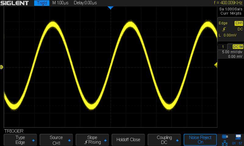 Noise Rejection Noise Reject adds additional hysteresis to the trigger circuitry. By increasing the trigger hysteresis band, you reduce the possibility of triggering on noise.