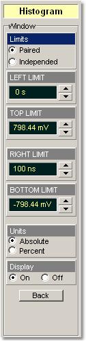 The Histogram menu Histograms are derived from the instrument measurement database.