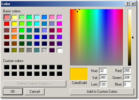 82 Menu Click Set Color to recall the Windows Color Dialog: Windows Color Dialog 6.3.7.