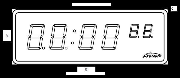 Surface-mount Dimension Specifications - Levo Series Figure 11: 2.5" x 6 Digit Clock Type Weight Max. Current Draw Height (A) Width (B) Depth (C) 2.