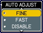 OPTION Menu OPTION Menu (continued) Item Description AUTO ADJUST Using the / buttons enables/disables the automatic adjustment.