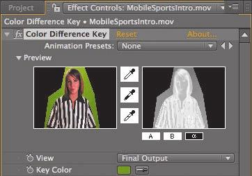 Applying the Color Difference Key effect There are many keying effects in After Effects.