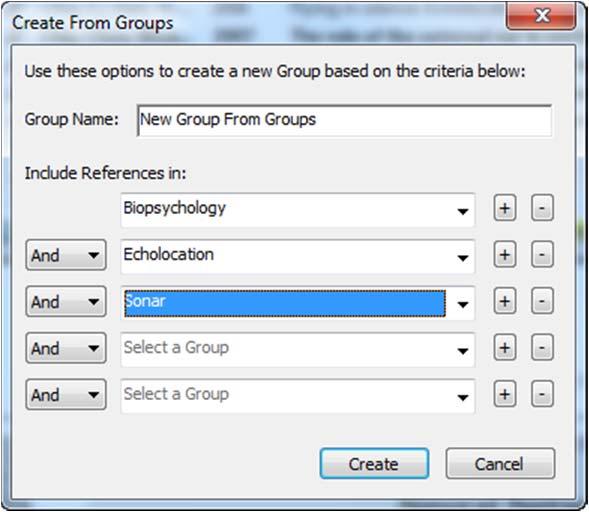 6.6.5 To create a Group from groups or combination group: You can combine custom and smart groups together using AND, OR and NOT search operators to create new, useful combined group sets.