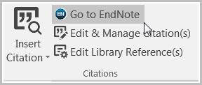 4. EndNote will display matching references. 5. Click to highlight the required reference(s). 6. Click Insert to insert the reference(s) in the text.