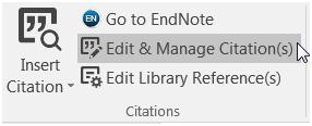 8.5 Editing and managing citations Use the Edit & Manage