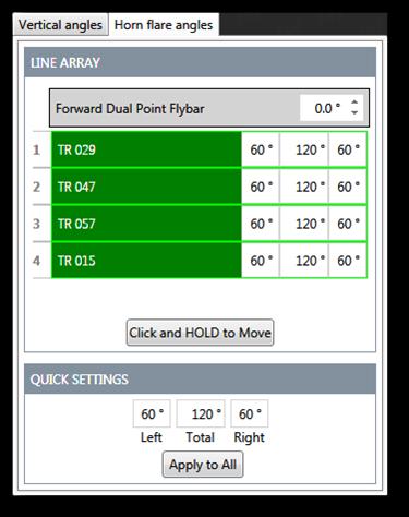 5.6 Horn Flare Adjustments The module s horn flares can be adjusted using the Horn flare angles tab in the line array edit pane.