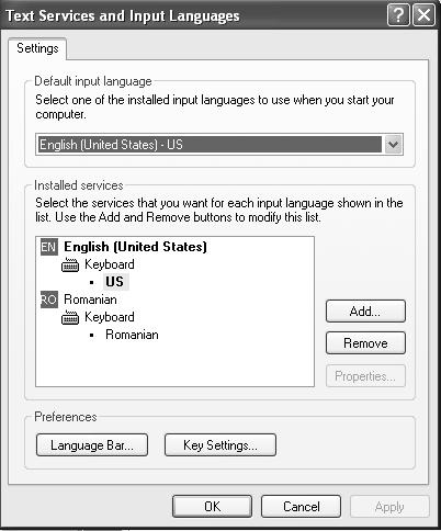 2.2.2. Limbă şi alfabet Condiţiile de limbă se referă la serviciile legate de: introducerea de la tastatură (taste ce corespund caracterelor), afişarea caracterelor specifice, servicii de corectură