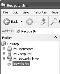 Conform acestei vizualizări, obiectul Coş de reciclare (Recycle Bin) este conţinut în obiectul Spaţiu de lucru (desktop). La rândul lui, Coşul de reciclare (Recycle Bin) poate conţine şi el obiecte.
