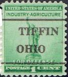 Impressions from two different positions of the L-4 TS device from Tiffin, OH, show Tiffin in different alignments over the O of Ohio. See also Variety.