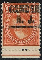Line Off: A precancel impression may be so far off center vertically that one of the parallel lines is not on the intended stamp.