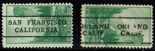 The best-known precanceled stamp that was printed from coil waste is the Kansas City, Missouri 596-43, perf. 11 (Scott 596). Of the 14 known copies, most are precanceled; but a few are not.