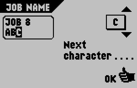 Job name The job can be saved with a meaningful name to make it easy to recognize. This name will be displayed in the main menu screens during job selection. From the Job Settings screen, select Edit.