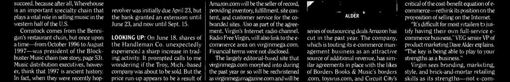 What may have worked in '97 hasn't got a chance of succeeding in the current environment, where music sales are down 0% and loss leadering by the consumer electronics chain and mass merchants is a