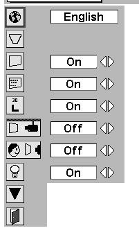 SETTING SETTING MENU Press MENU button and ON-SCREEN MENU will appear. Press POINT LEFT/RIGHT button(s) to move a red-frame pointer to SETTING icon.