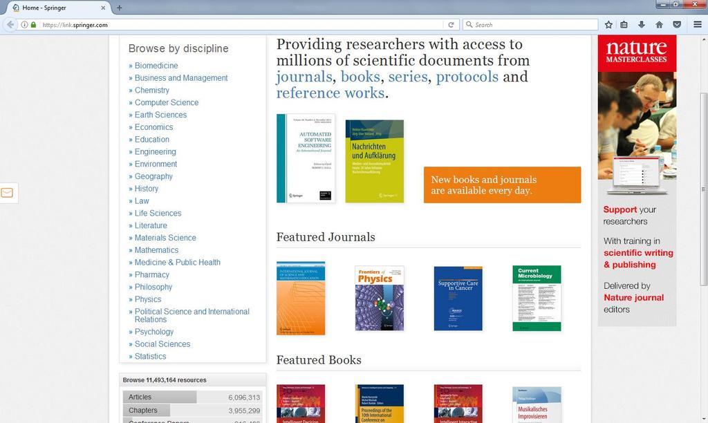 Browse a list of publications organized by subject Browse the publications organized by publisher Selecting the third option Browse publication by subject area a list of the available subjects is
