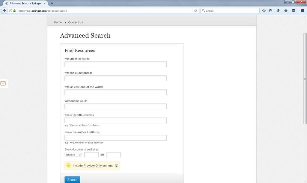 Figure 41: Advanced Search Option When selecting a specific journal, the area of the specific