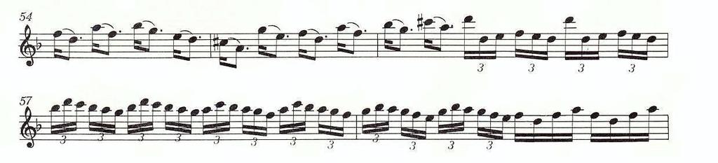 Figure 36: Triple tonguing exercises Trevisani further makes students see the point of the exercise in a musical context, directly going back in the lineage from Galway to Moyse as set out in the
