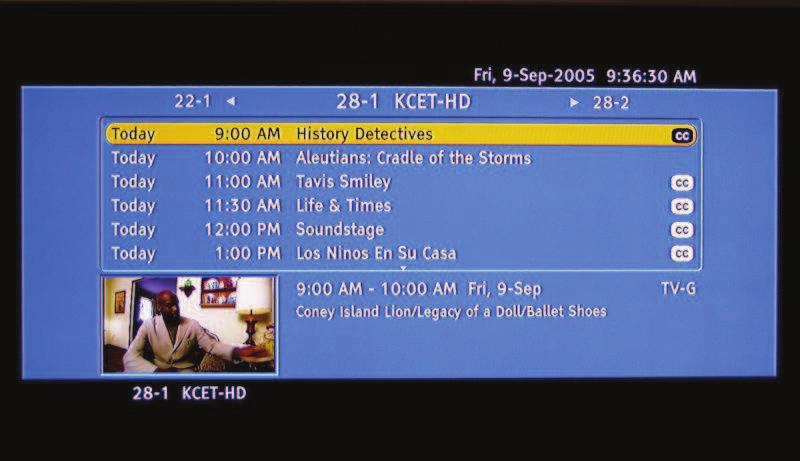 3.4 Program Information Press the GUIDE button on the remote and program information for the channel you are watching will be displayed on the screen with the live program content in a small window