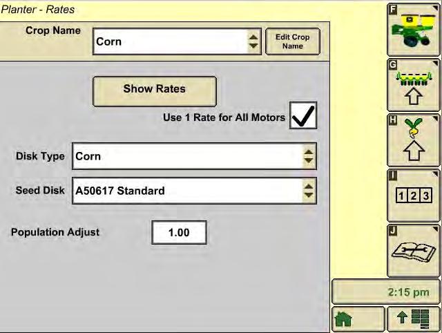 Button H Corn Setup Make sure crop