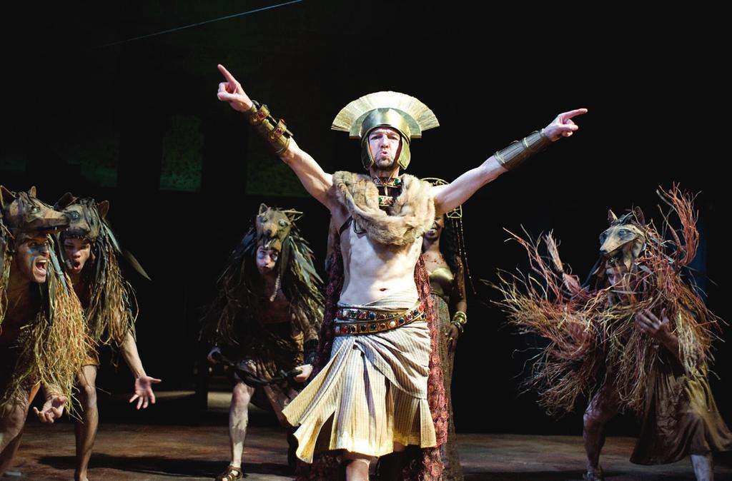 The action is focused on three characters: Mark Antony (left), Julius Caesar (centre) and Marcus Brutus (right).