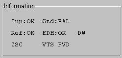Information Window The status of the unit is shown in abbreviated form in the information window. Information window The first item of the first line will show the status of the input.