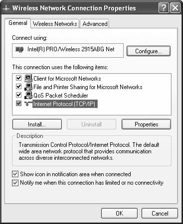 Perform the procedure from Step 2 to 5 in "E. Connecting wirelessly". 2. Right-click "Wireless Network Connection" to select "Properties". 3.