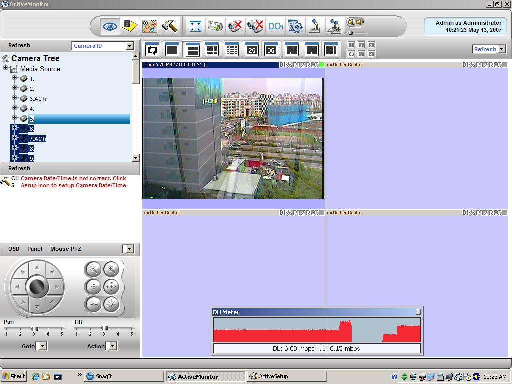 (2) Live View 30 FPS / Recording 30 FPS The DU Meter shows the current network usage is 6.60 Mbps. As you can see, when you set Live View at 6 FPS and Recording at 30 FPS, the network usage is 5.