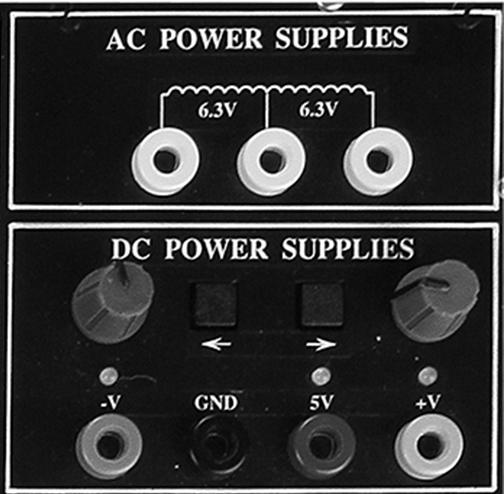 Figure 7 Positive voltage knob: changes the value of the +V DC power supply between 0V and 20V. Negative voltage knob: changes the value of the -V DC power supply between - 20V and 0V.