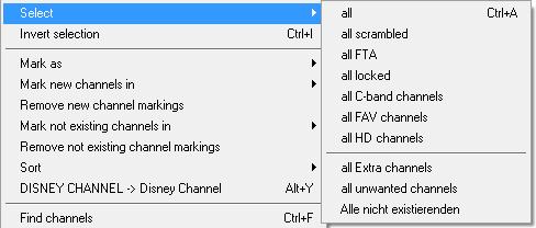 Note: For some transponder types certain channel data boxes will disappear, e.g. DVB-C and DVB-T transponders have no polarity.