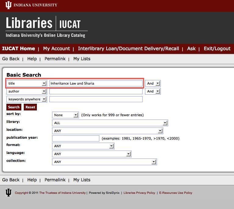 Make sure to log-in when you get to IUCat so that you can request items. Search via title, author, keyword, etc.