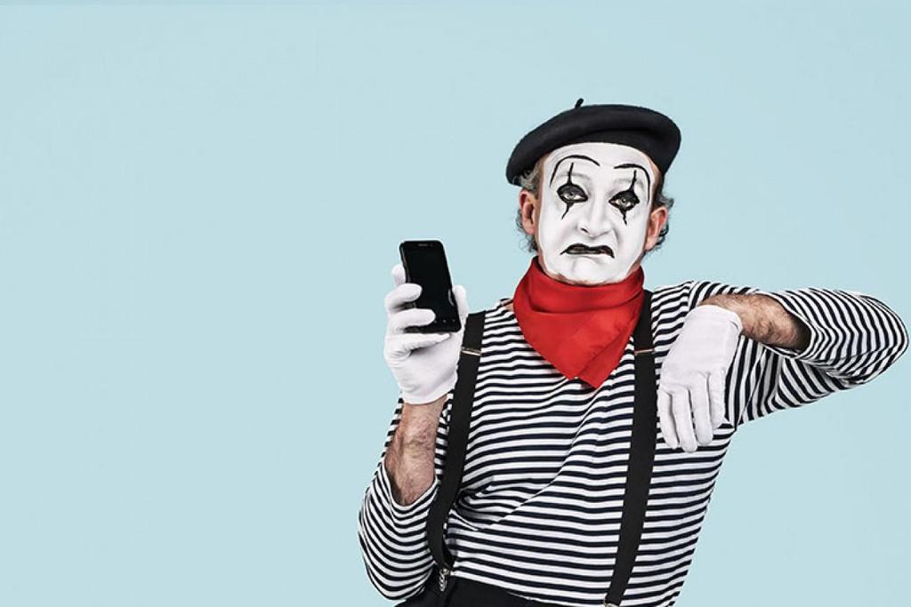 Mime a style of performance in which people act out situations or portray characters using only gesture