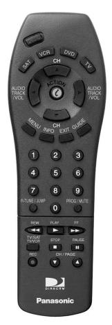REMOTE CONTROL Remote Control POWER Press to turn ON and OFF. EXIT Press to exit SAT Guide or DVD menu. ACTION Press to access sub menus or display Main Menus.